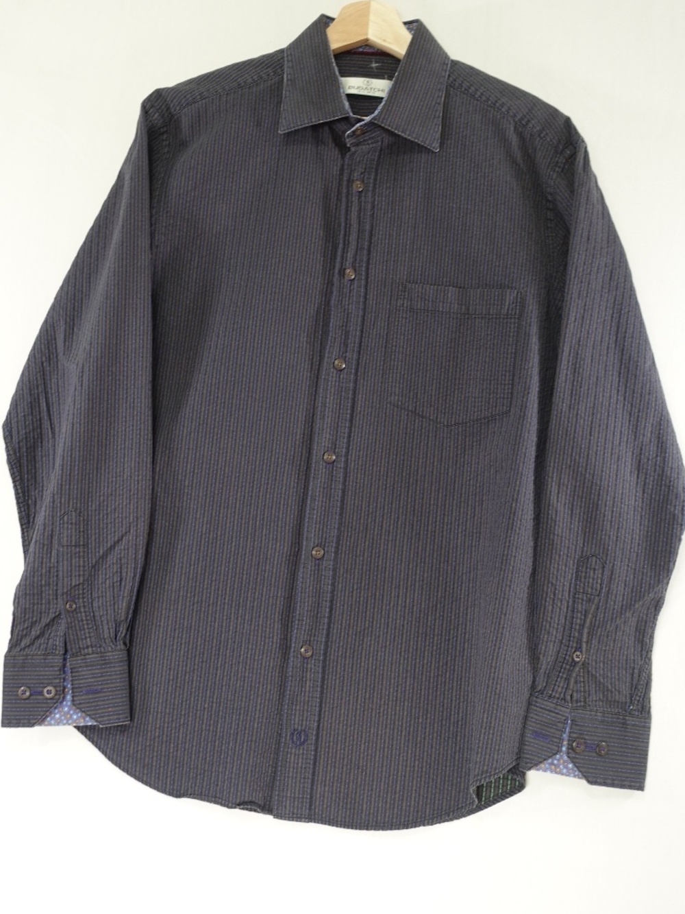 Bugatchi Uomo Long Sleeve Shirt Sz-L  Double-Faced Stripe Green Lining F930830d3